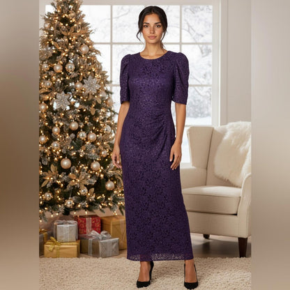Xscape Purple Lace Maxi Dress