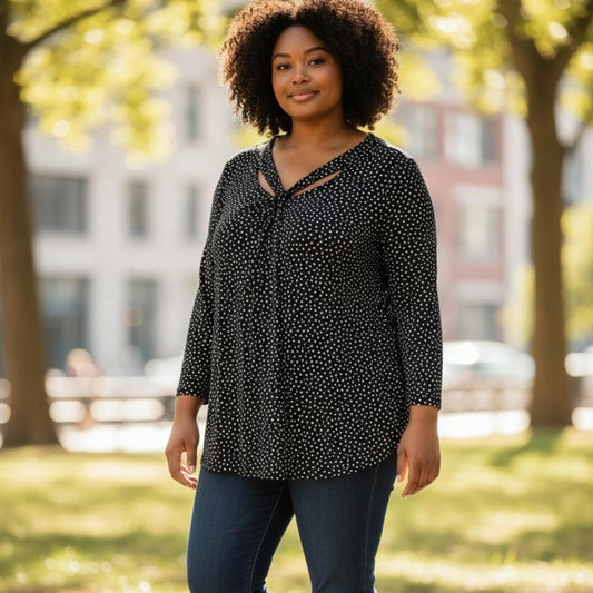 Kasper Women's Black Polka Dot Top