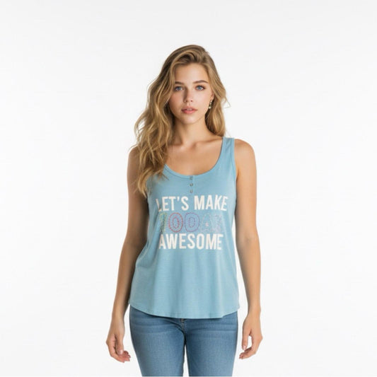 Pre-love Stylish Blue Graphic Tank Top