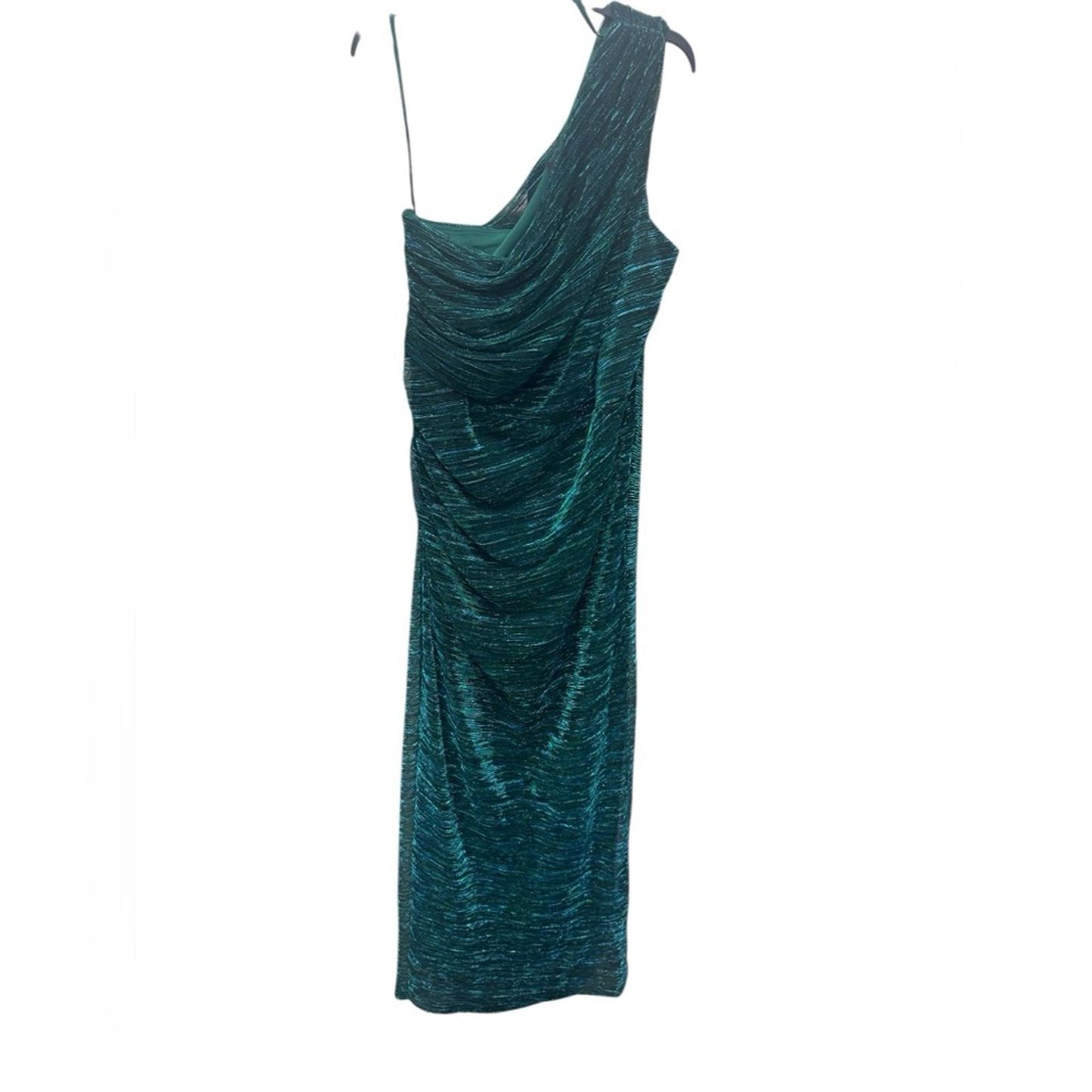 Betsy & Adam Teal One-Shoulder Gown