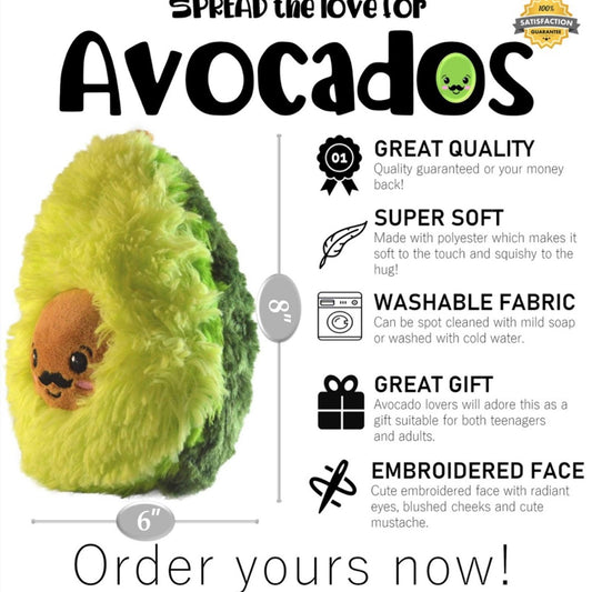 Plush Avocado plush pillow 8” Mister