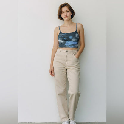 Nike Blue and White Tie-Dye Crop Top