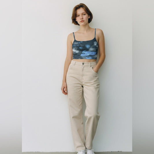 Nike Blue and White Tie-Dye Crop Top
