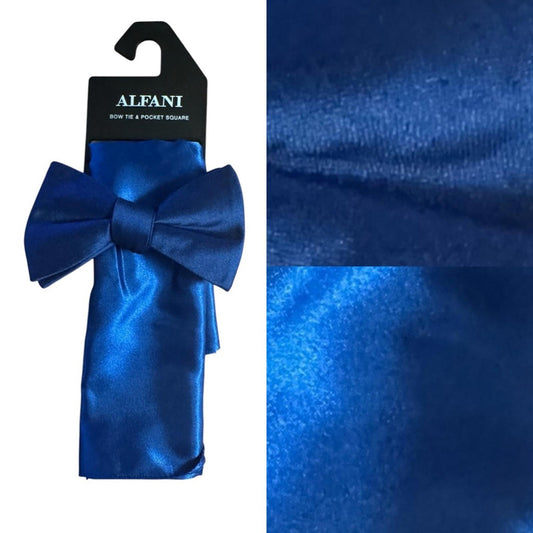 Alfani Blue Bow Tie and Pocket Square Set