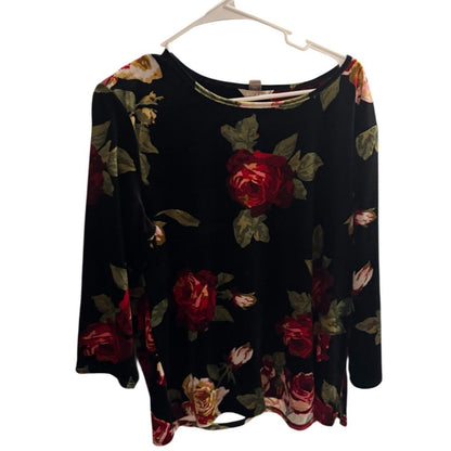 Pre-Love White Stag Black Floral Blouse