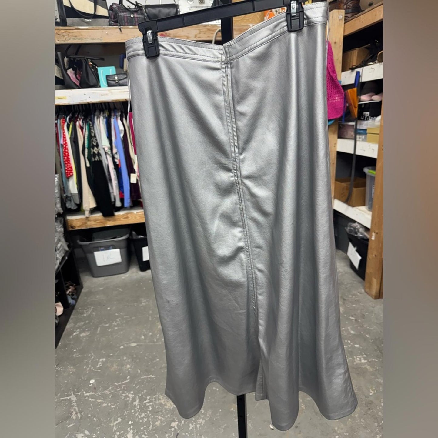 Vince Camuto Shimmering Silver Midi Skirt