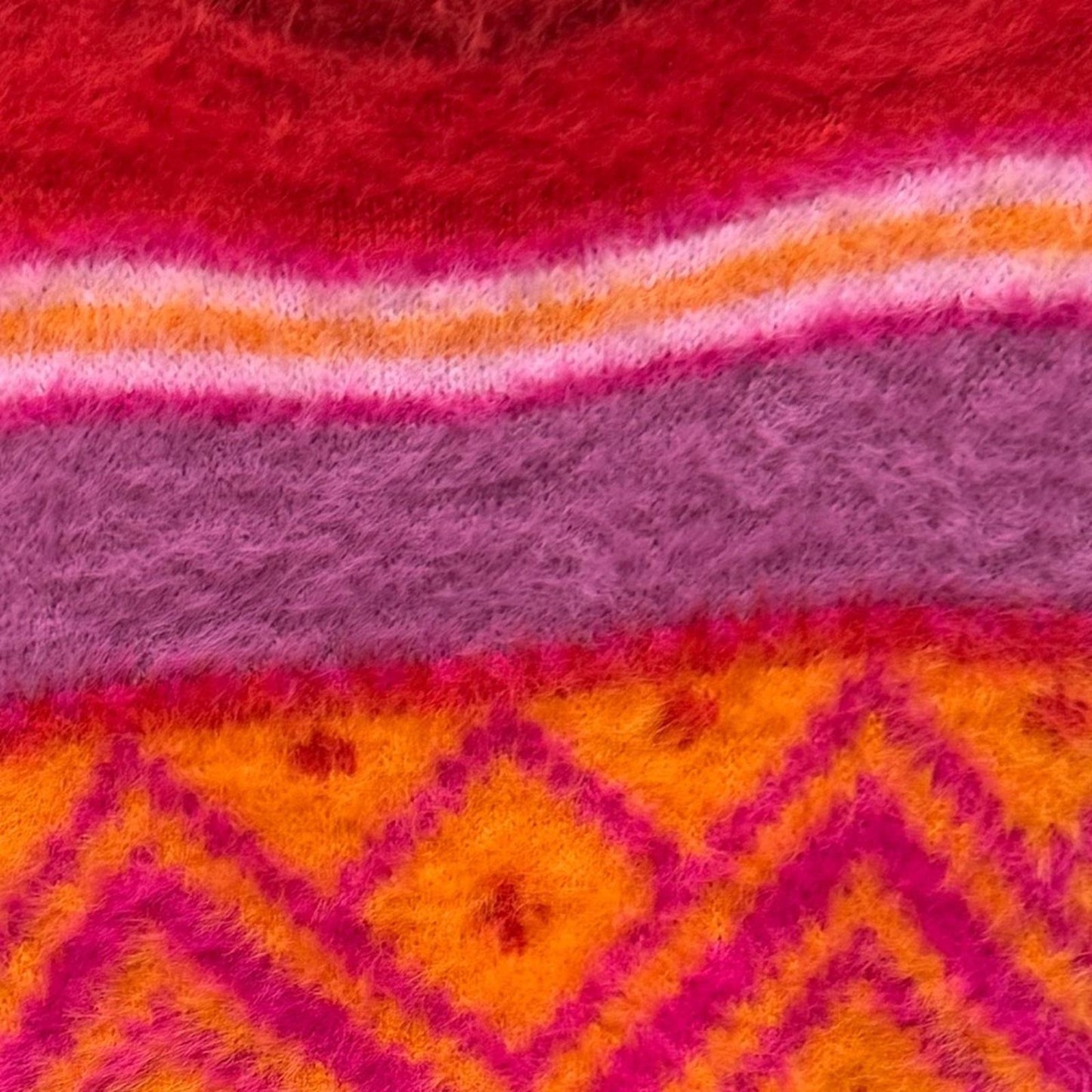 Holiday Lane Cozy Red and Orange Patterned Sweater