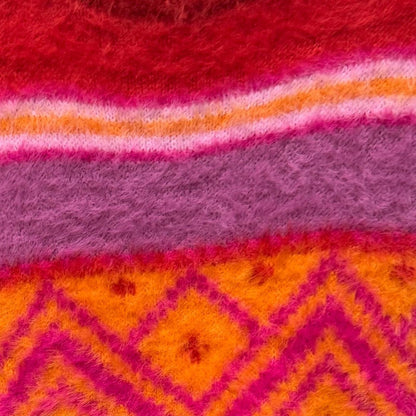 Holiday Lane Cozy Red and Orange Patterned Sweater