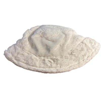 Elegant White Faux Fur Bucket Hat