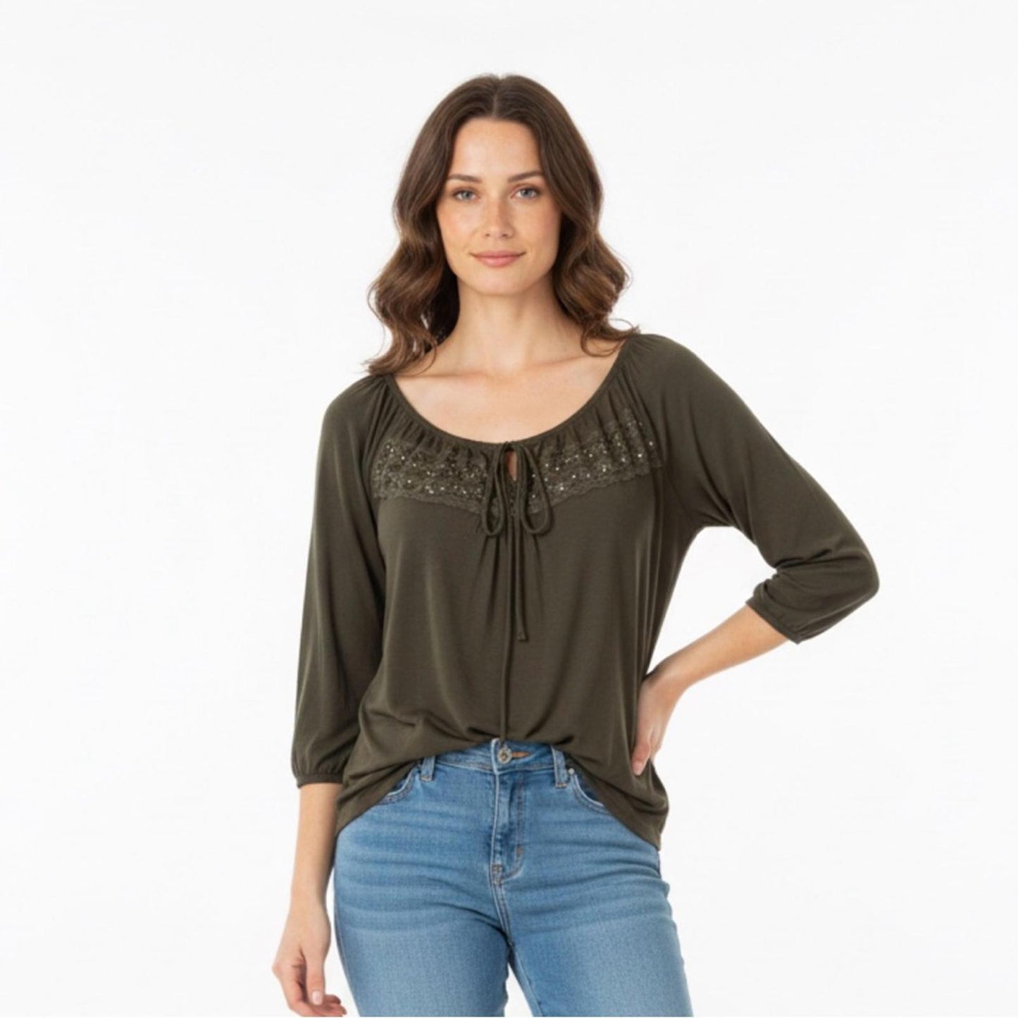 Pre-Love French Laundry Dark Olive Blouse