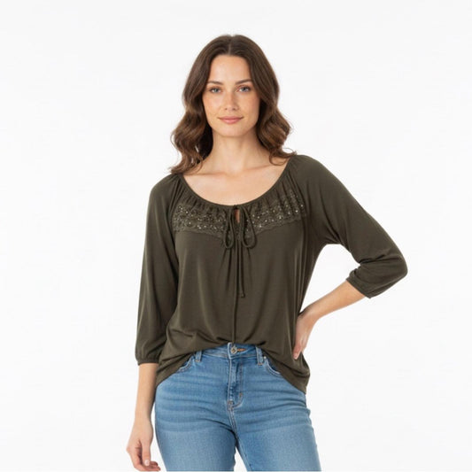 Pre-Love French Laundry Dark Olive Blouse