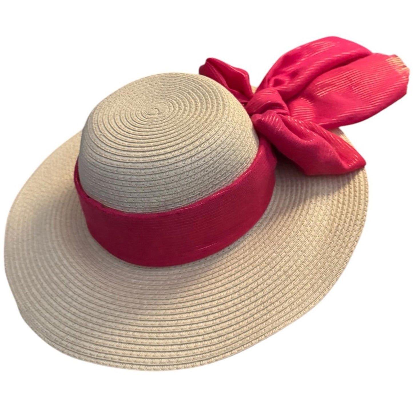 Elegant Tan Sun Hat with pink Accent