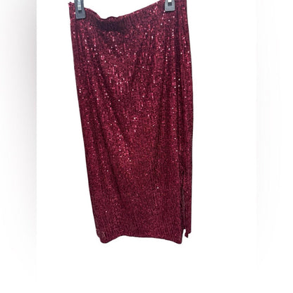 Vince Camuto Burgundy Sequin Pencil Skirt