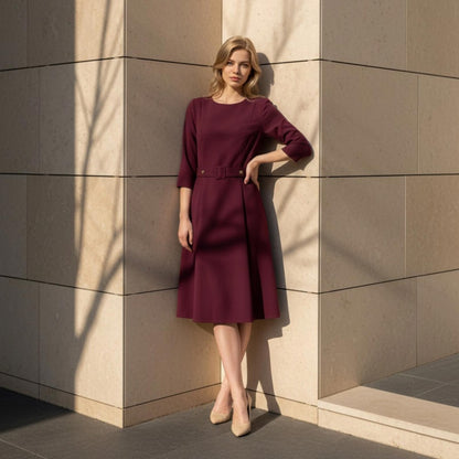 London Times Wine Long Sleeve Dress