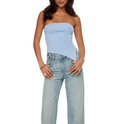 Light Blue Strapless Top