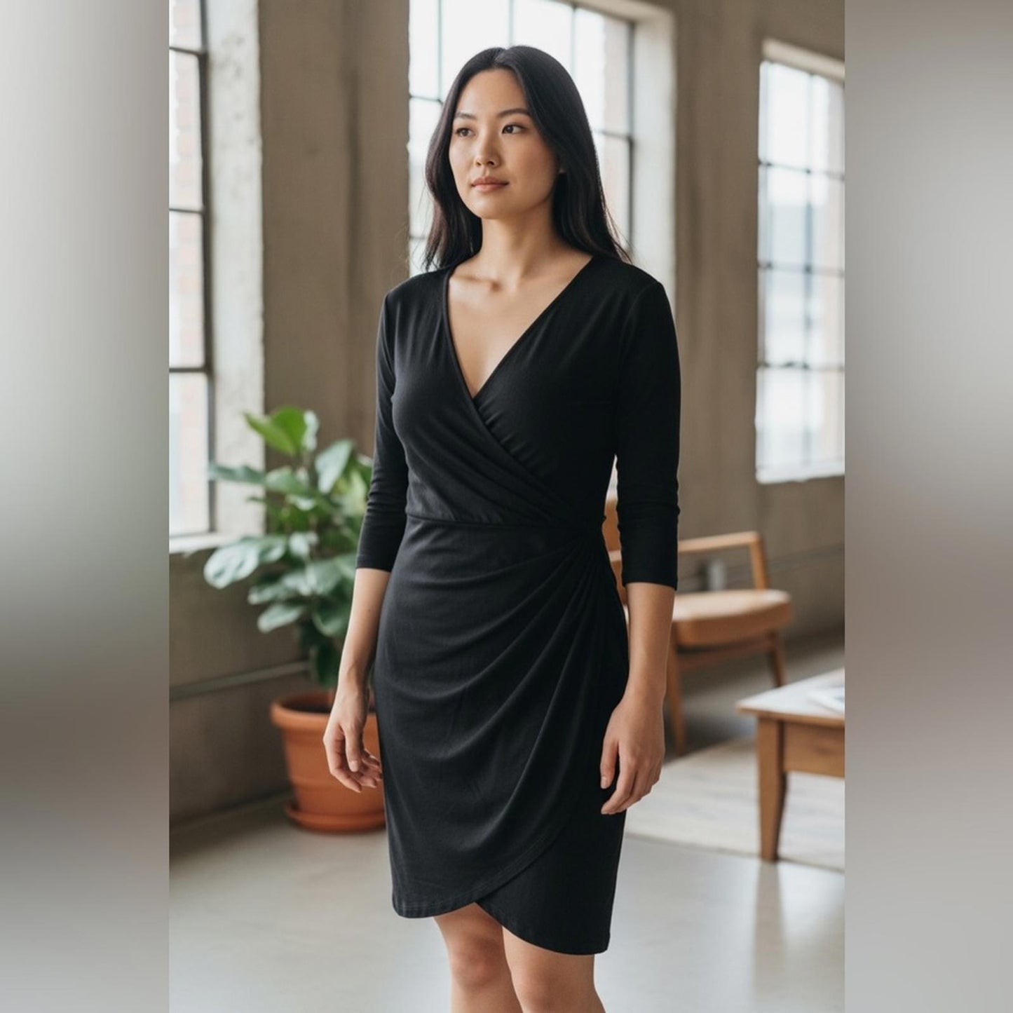 24seven Chic Black Long Sleeve Dress
