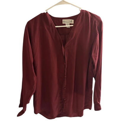 Pre-Love Whistles Deep Red Button-Down Shirt