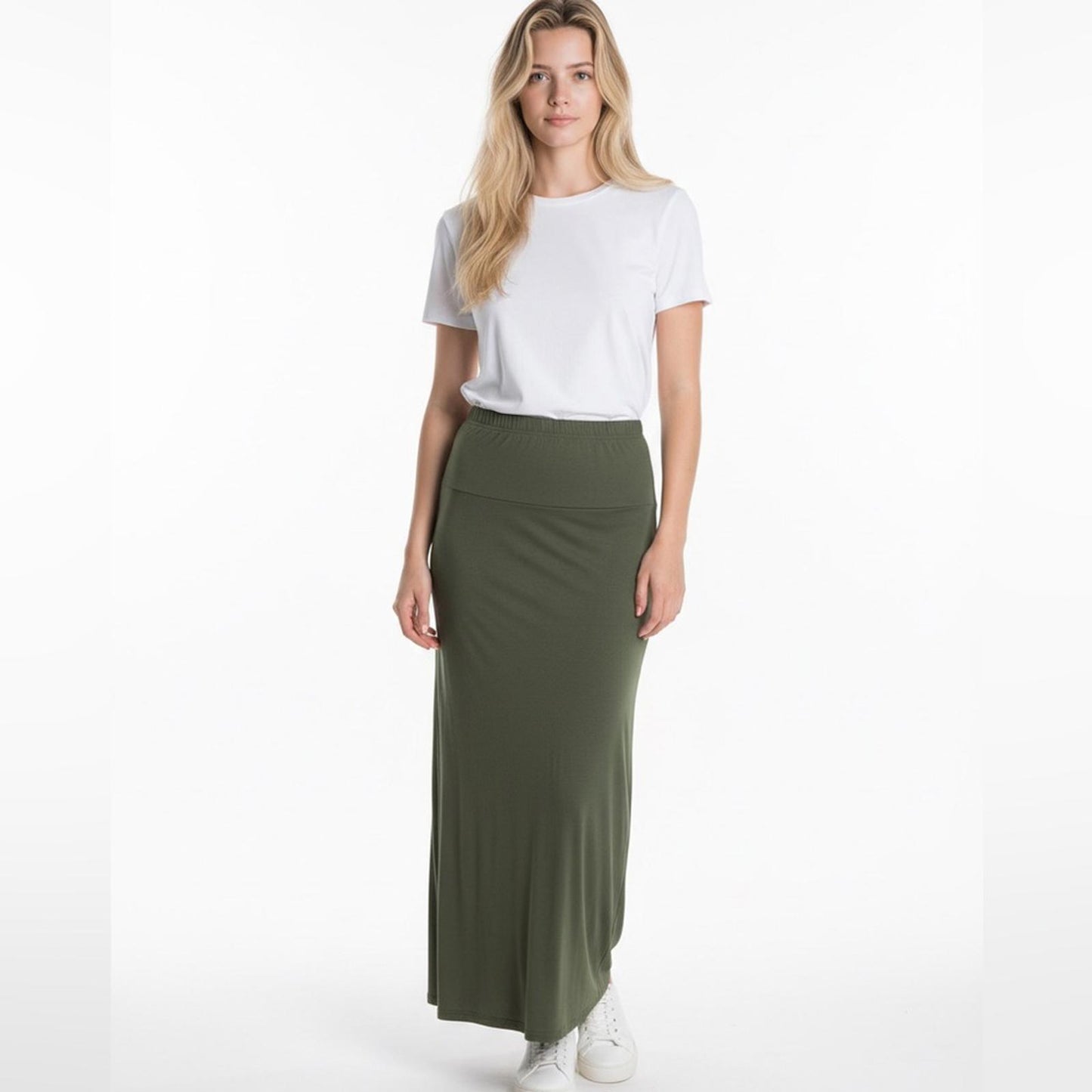 24seven Elegant Forest Green Maxi Skirt