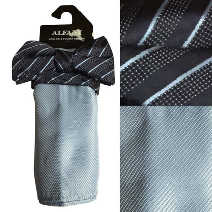 Alfani Navy Blue / Baby blue Bow Tie Set