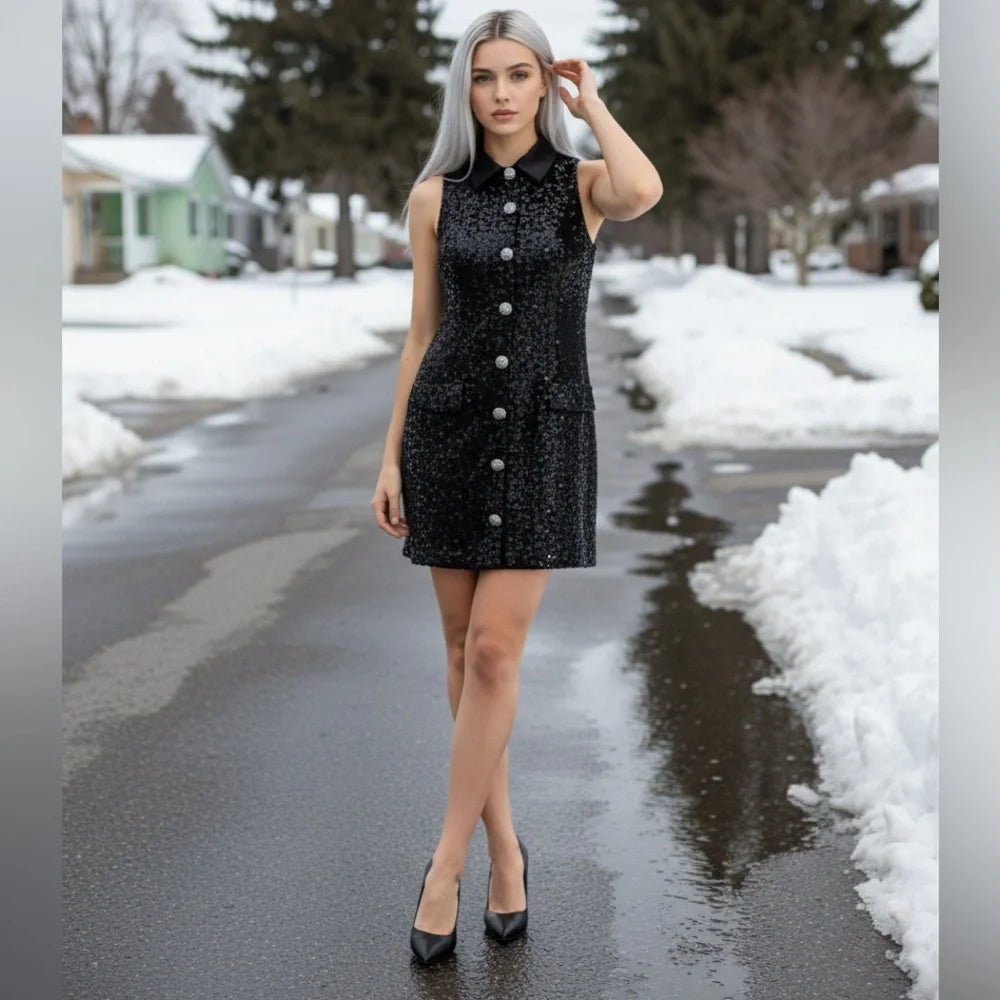 B.Darlin Black Velvet Mini Dress