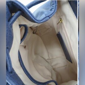 Style & Co. Navy Blue Whipstitch Flap Drawstring Backpack